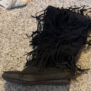 Fringe Boots - Black